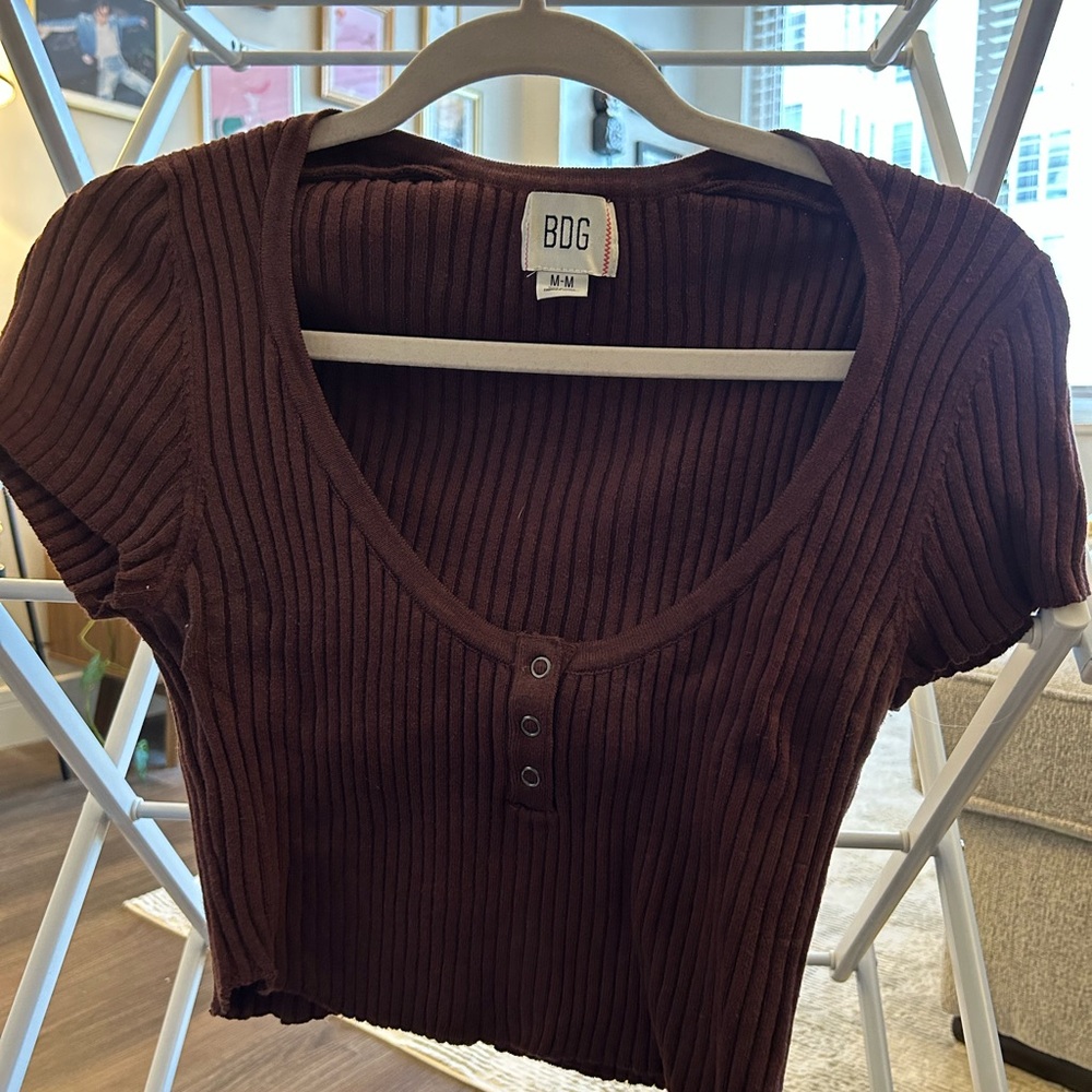 BDG Women's Chocolate Ribbed Crop Top